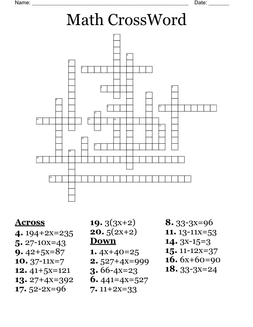 Math CrossWord