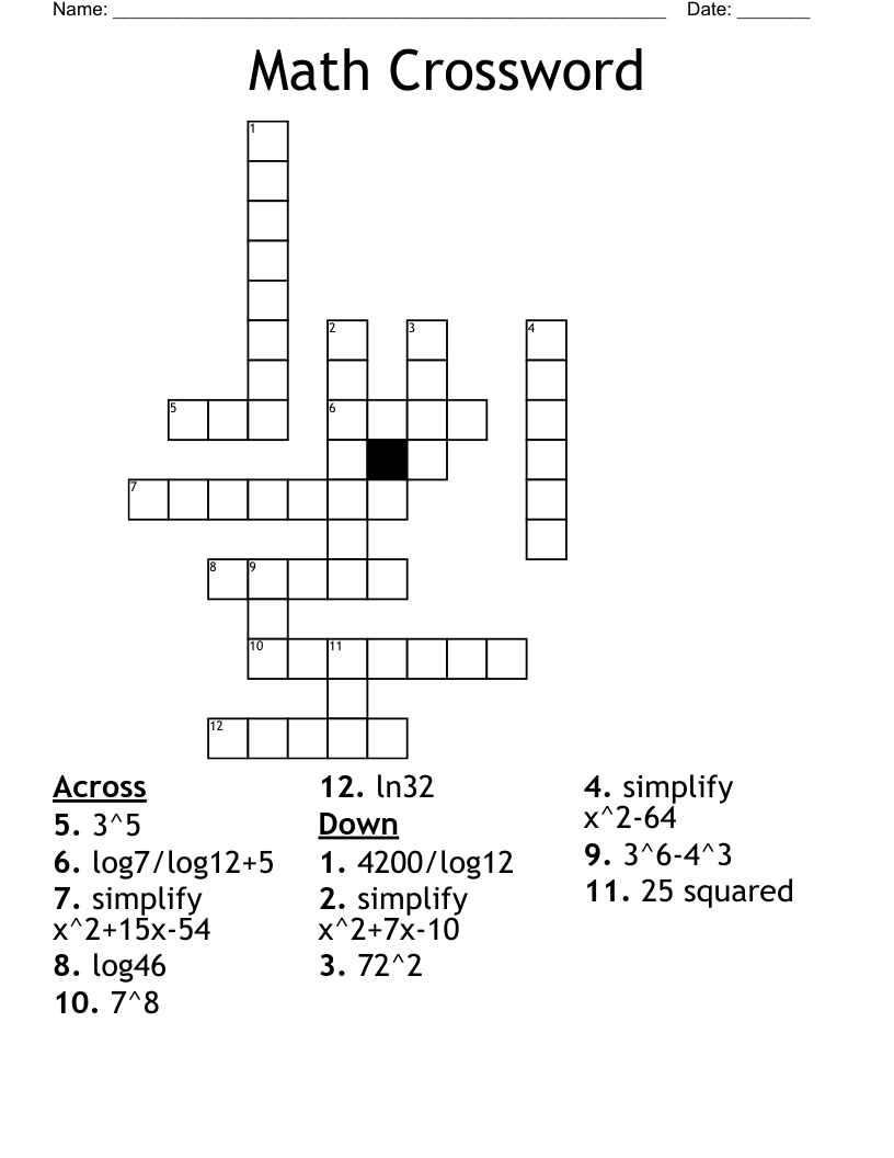 Math Crossword