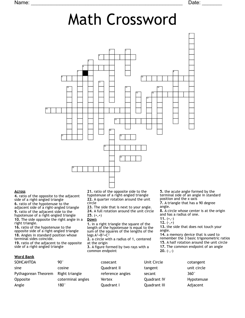 Math Crossword