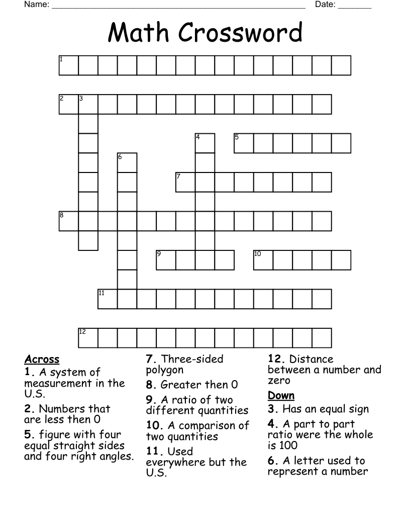 Math Crossword