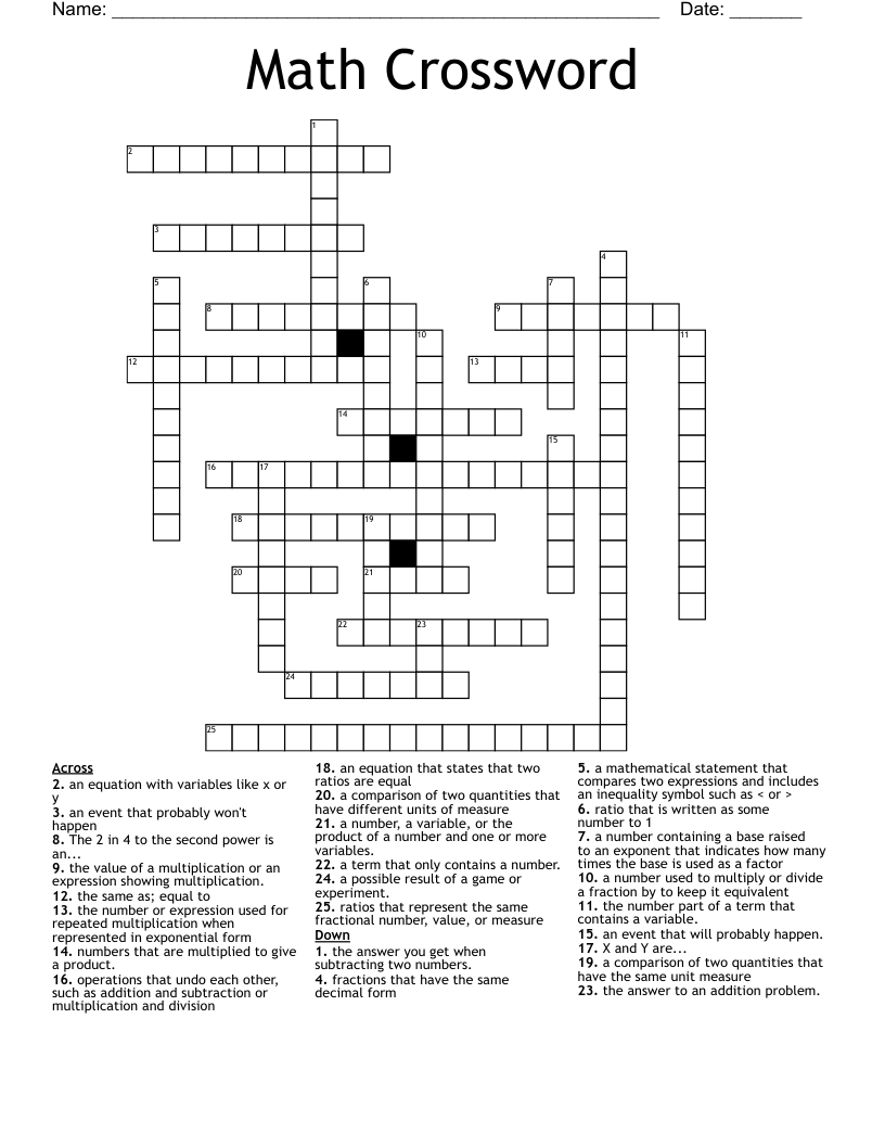 Math Crossword