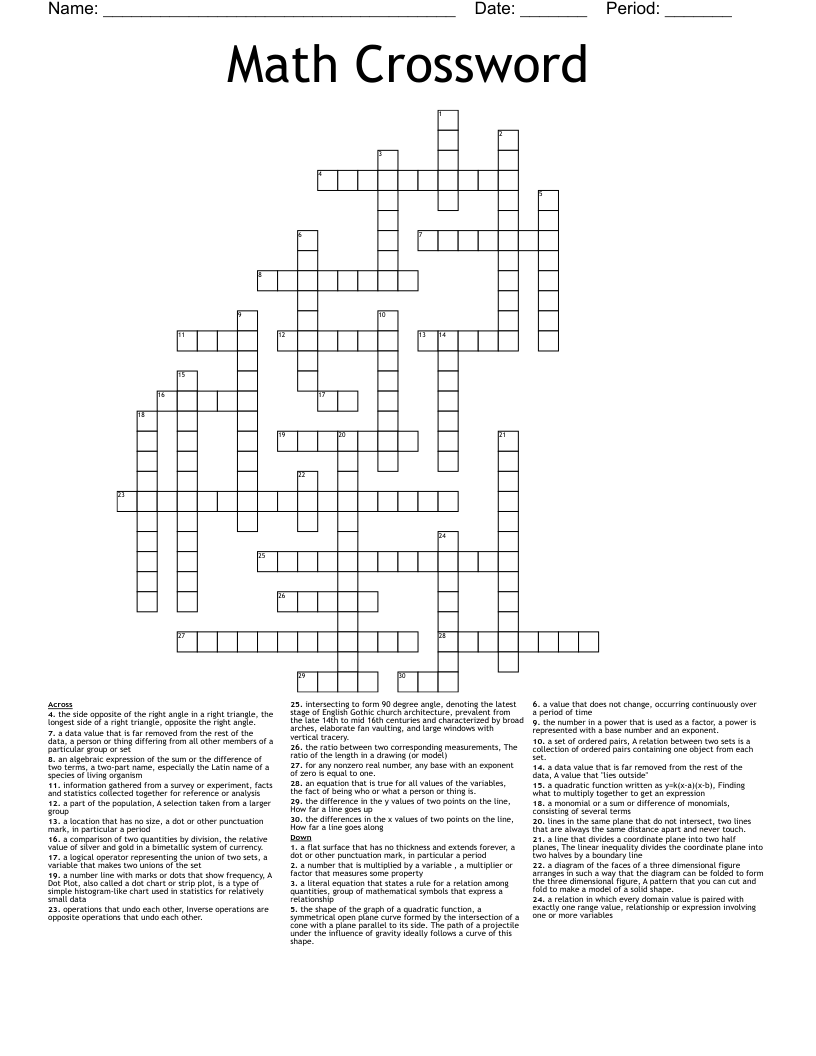 Math Crossword