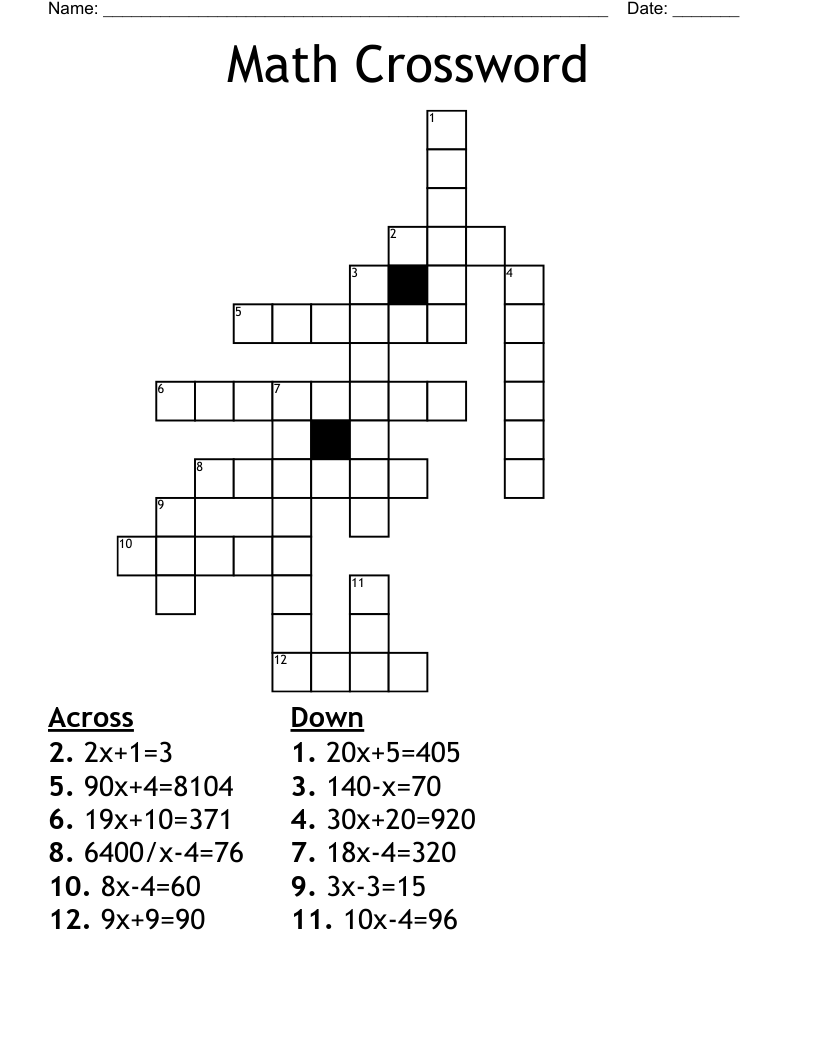 Math Crossword