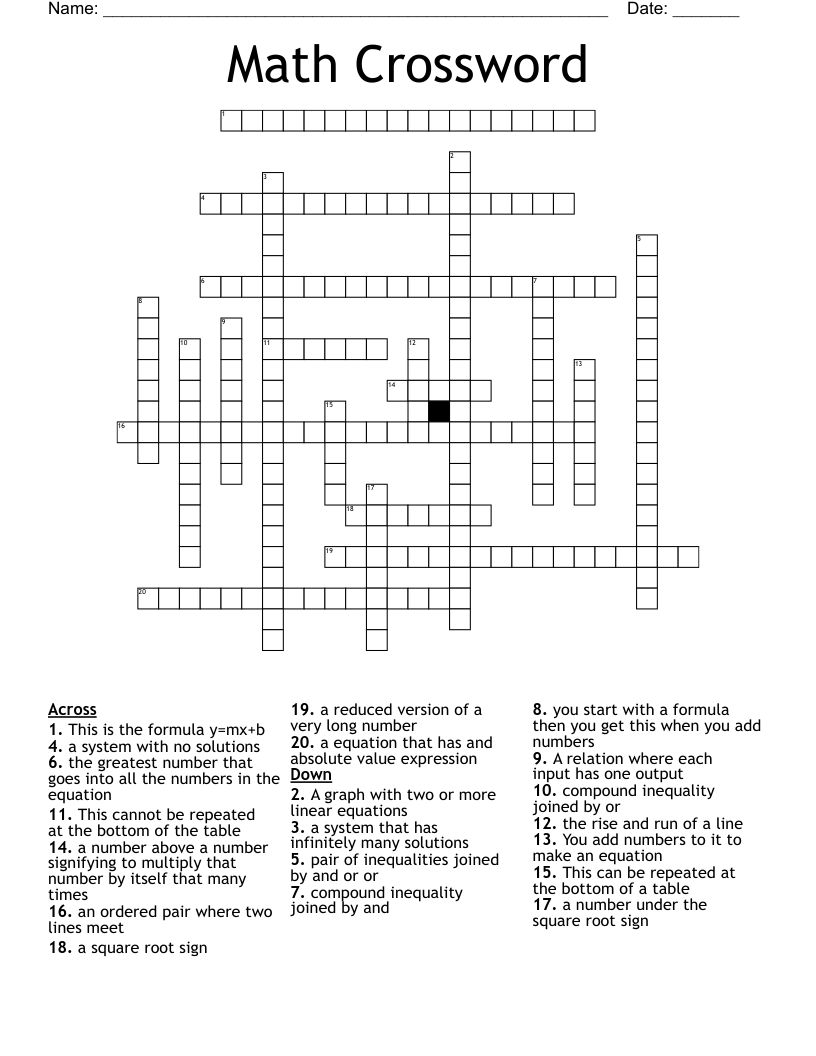 Math Crossword