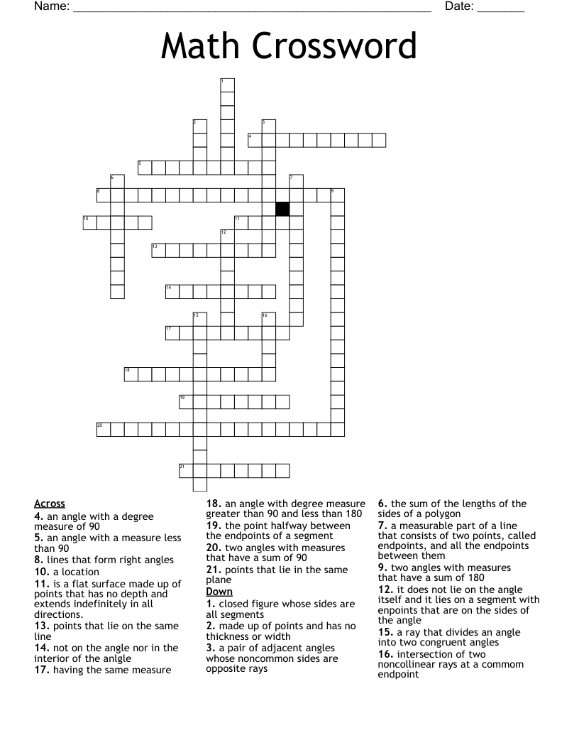 Math Crossword