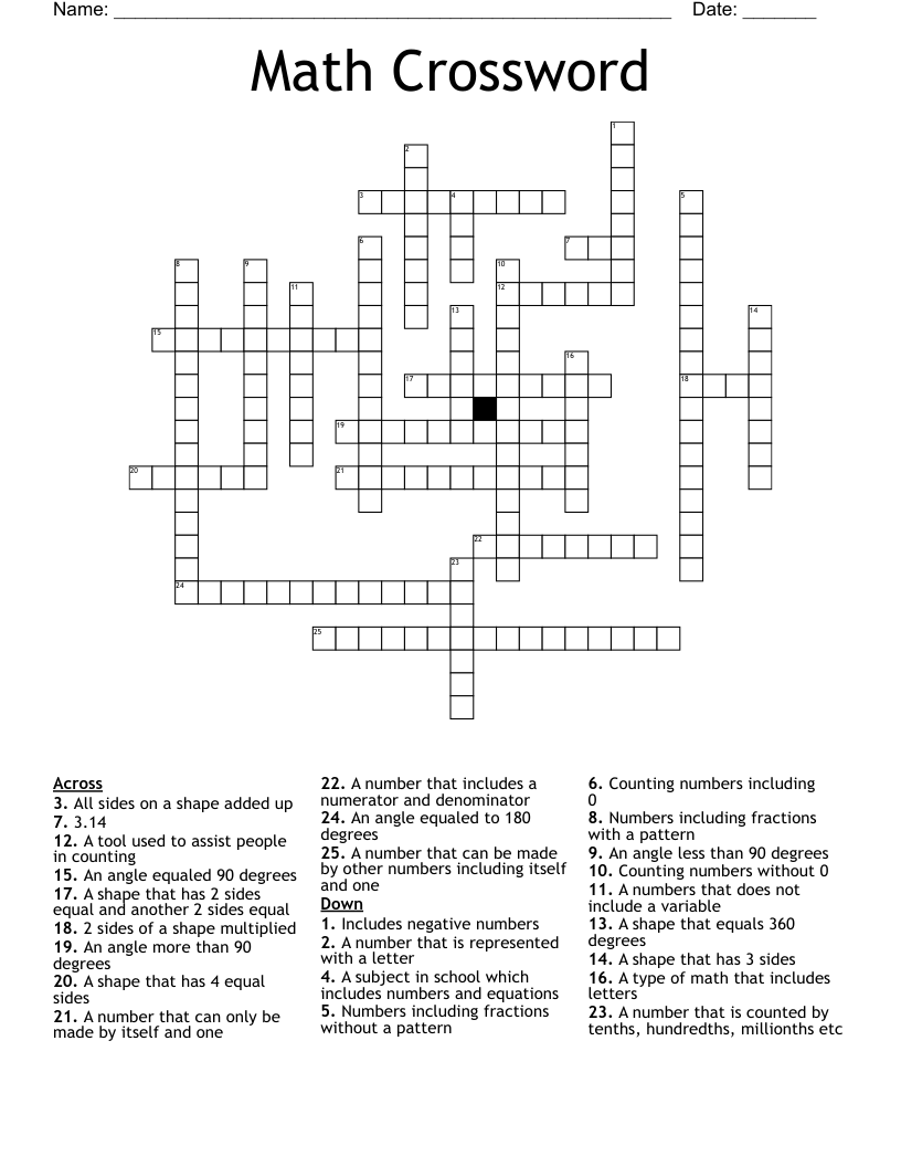 Math Crossword