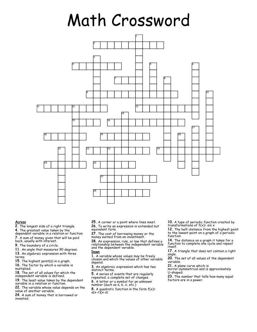 Math Crossword