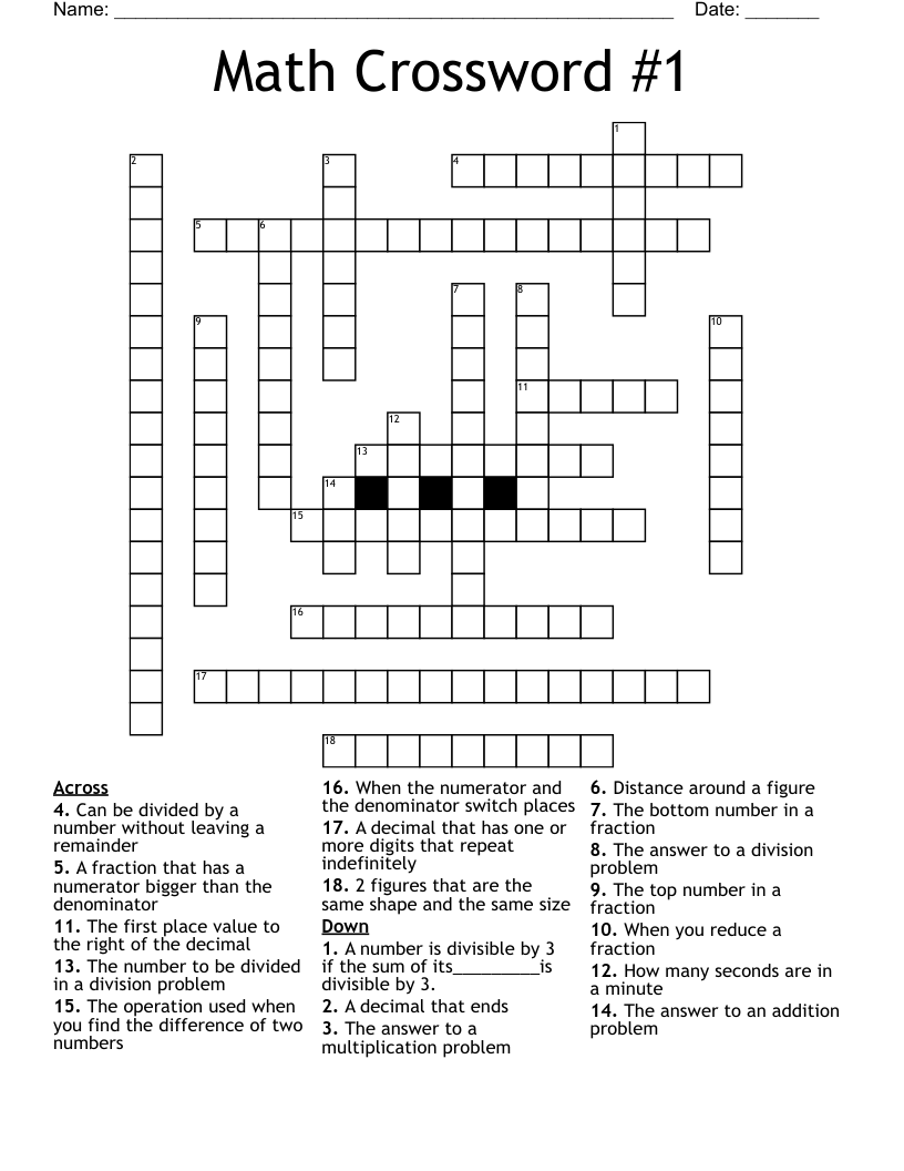 Math Crossword #1