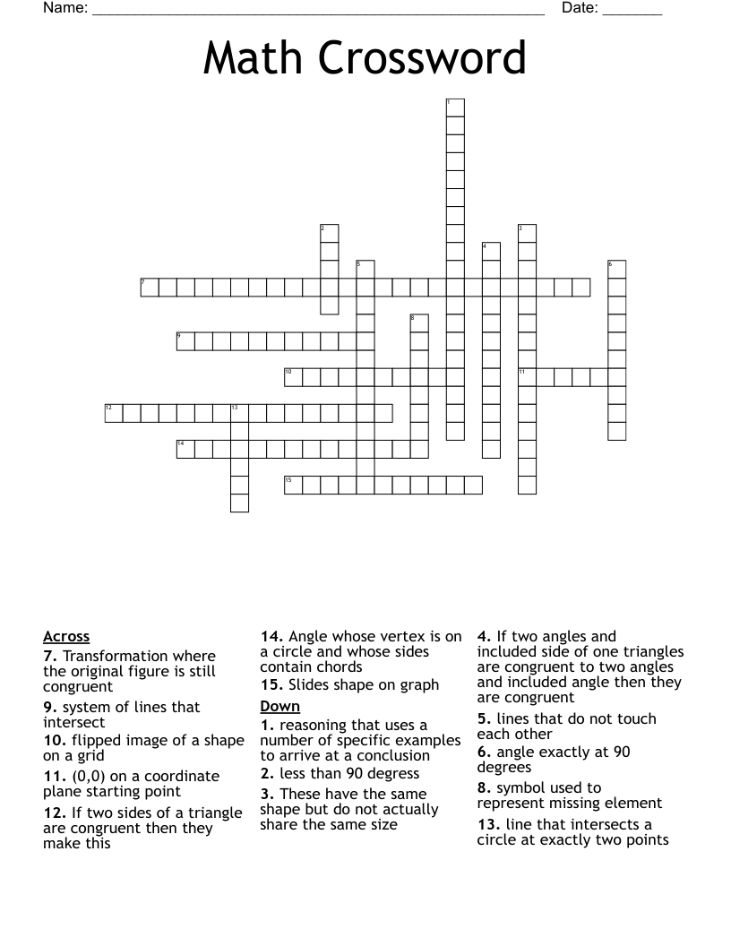 Math Crossword