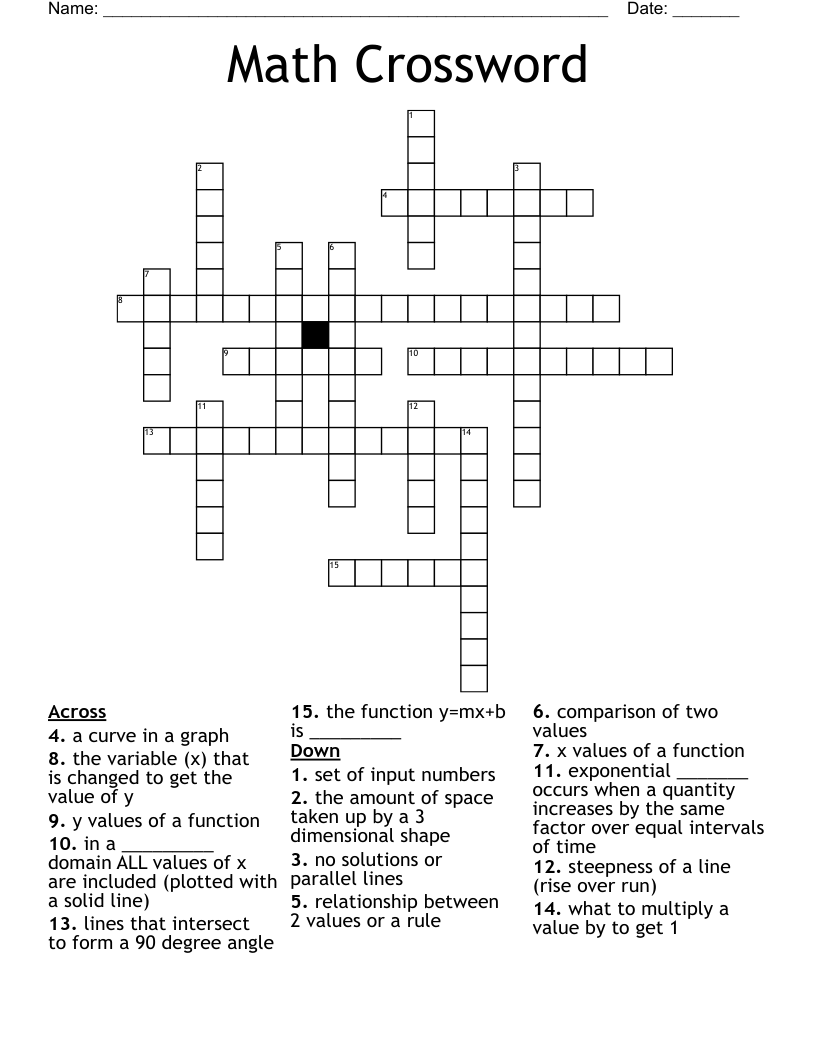 Math Crossword