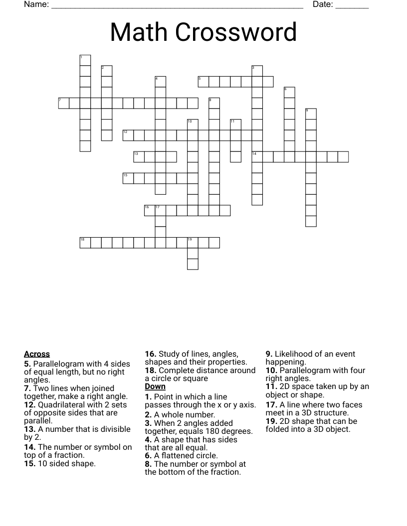 Math Crossword