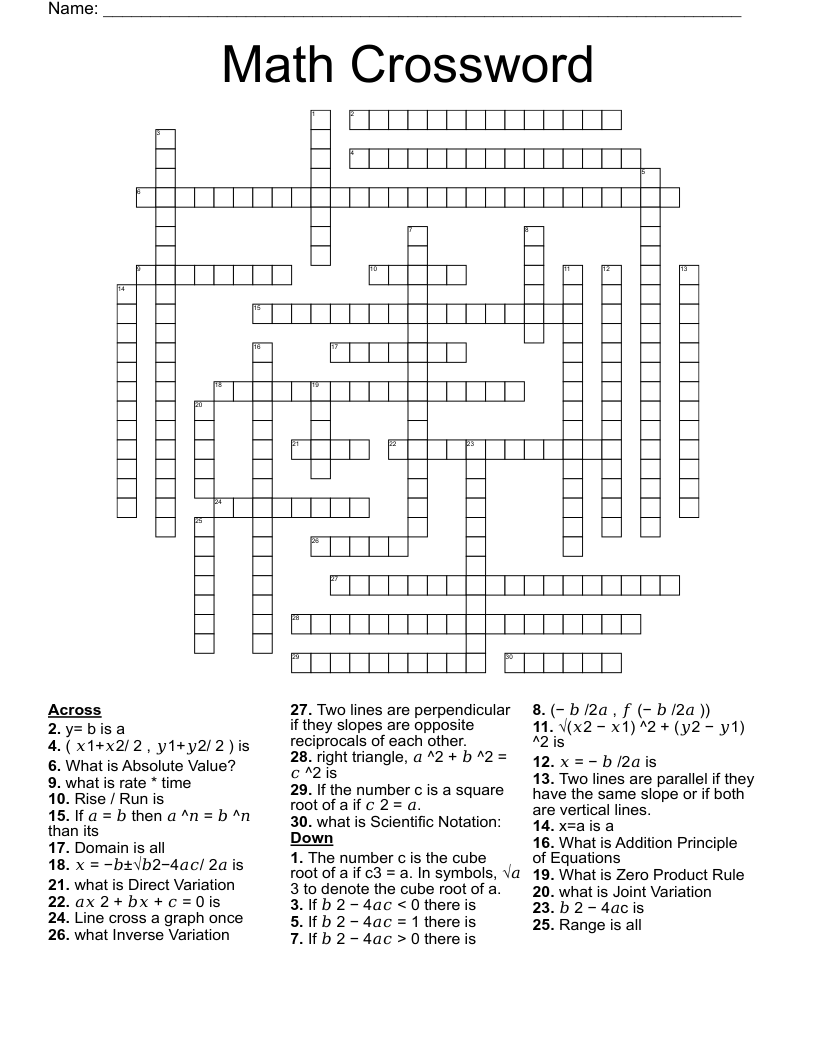 Math Crossword