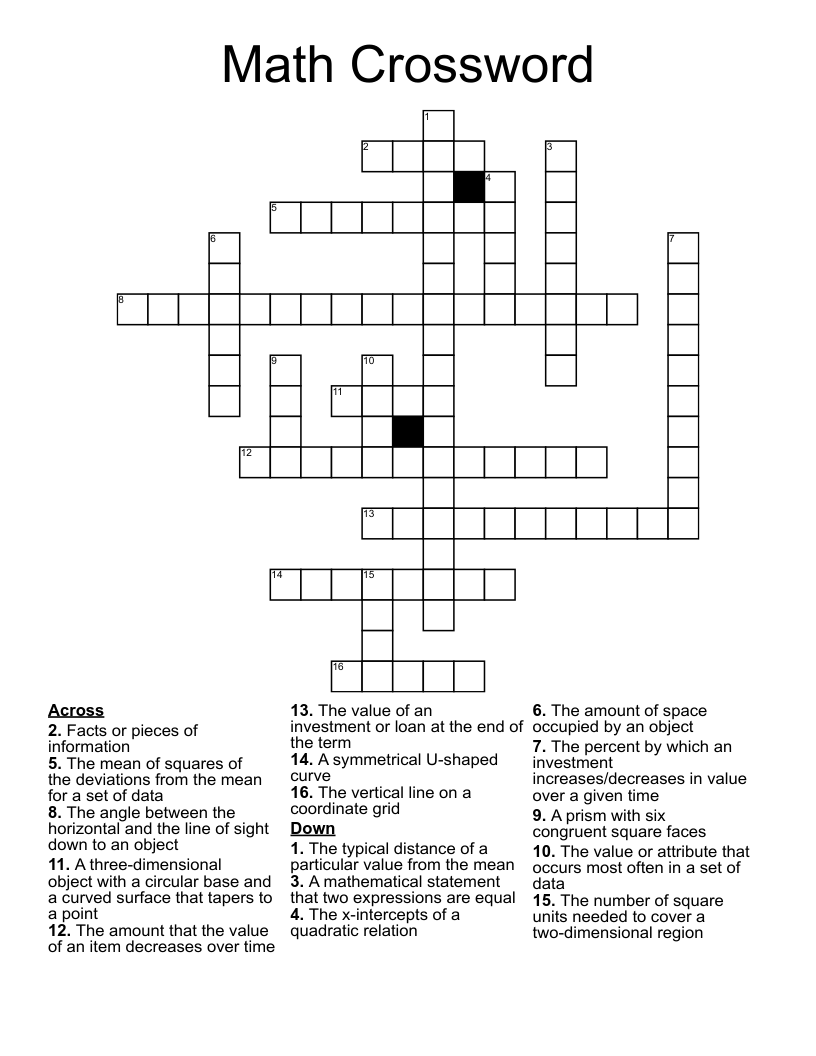 Math Crossword