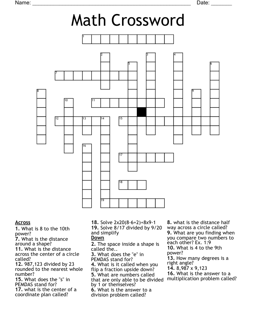 Math Crossword