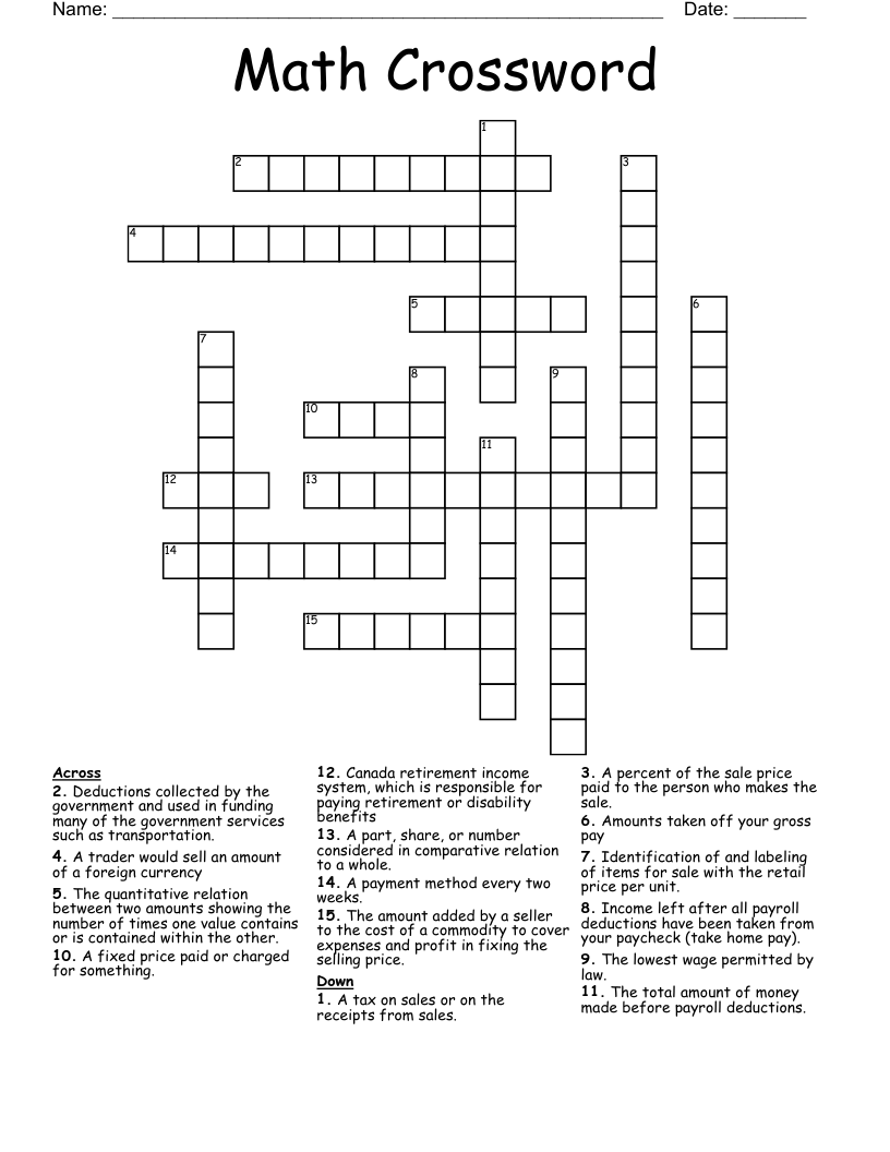 Math Crossword