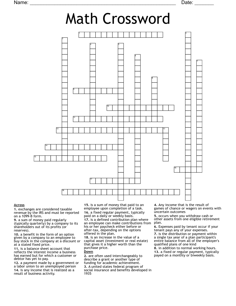 Math Crossword