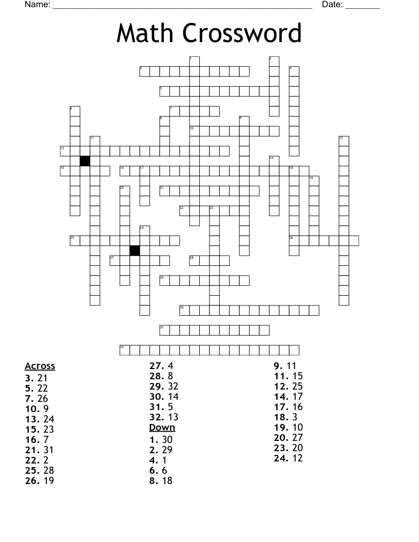 Math Crossword