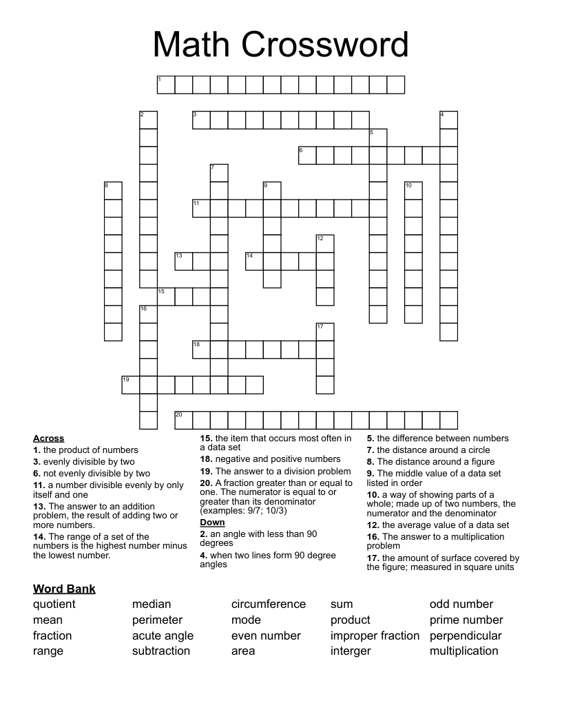 Math Crossword