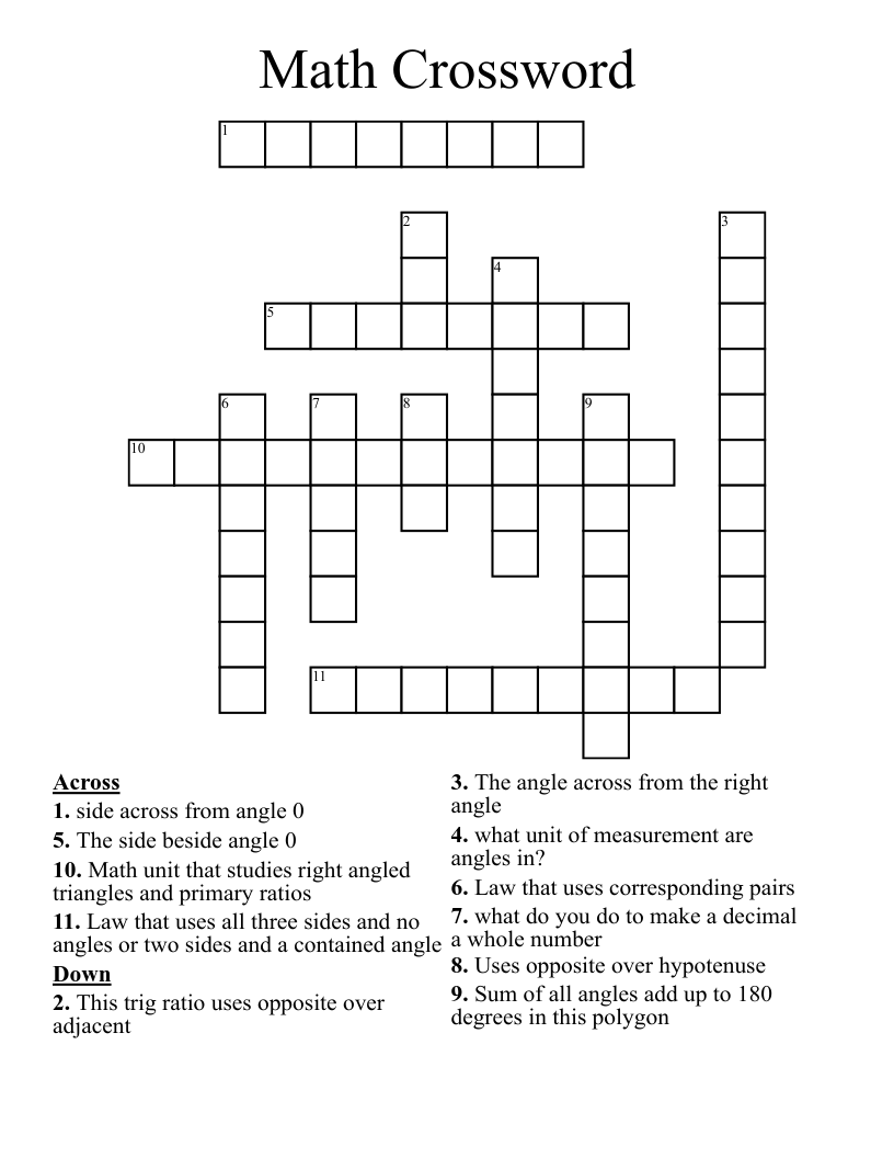 Math Crossword