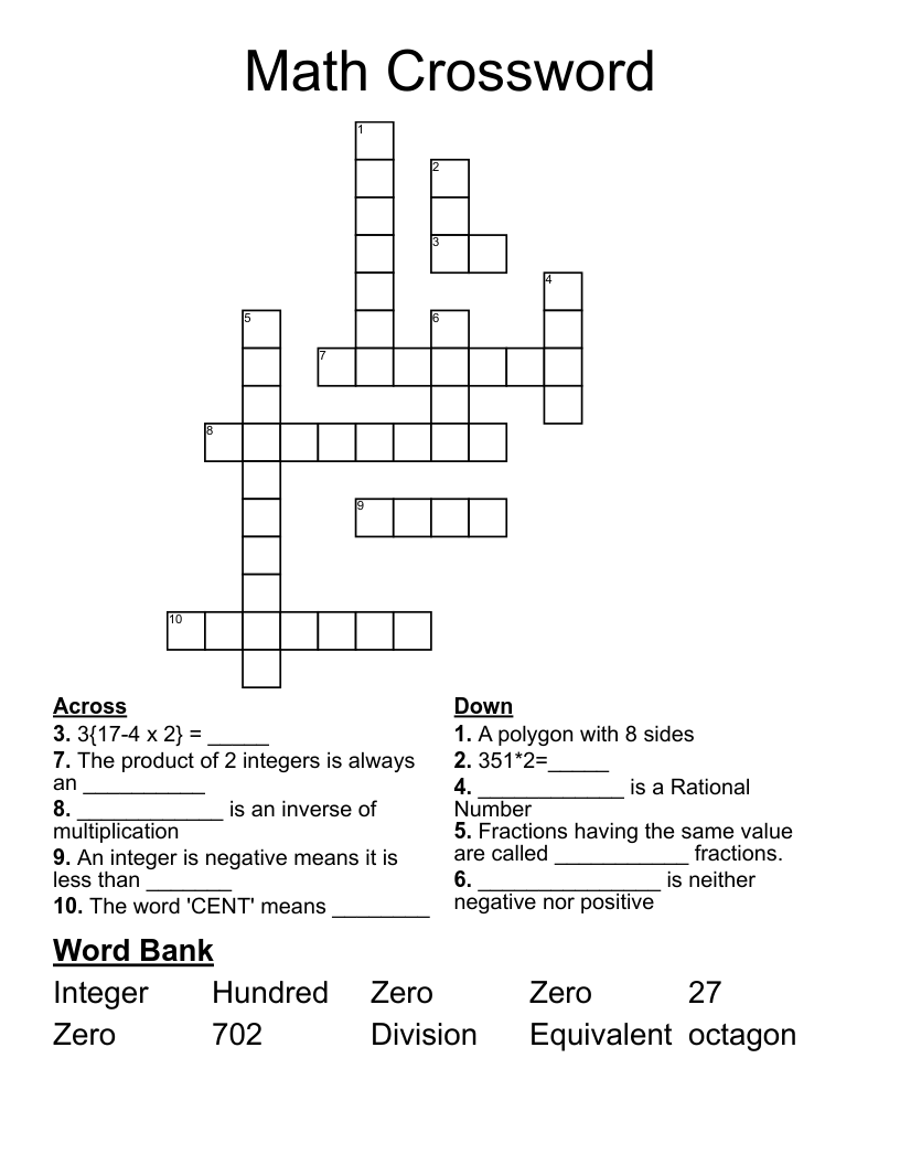 Math Crossword