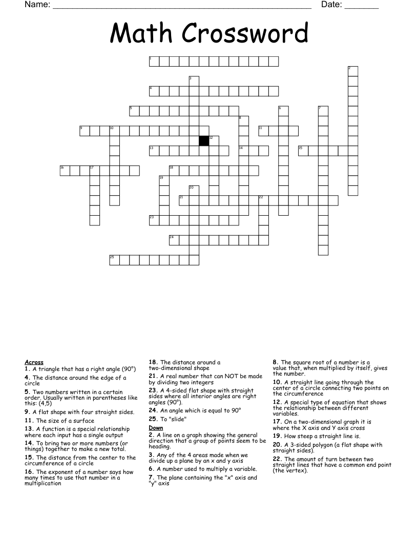 Math Crossword