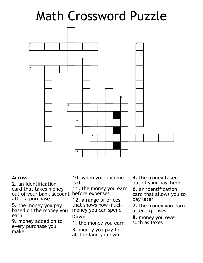 Math Crossword Puzzle