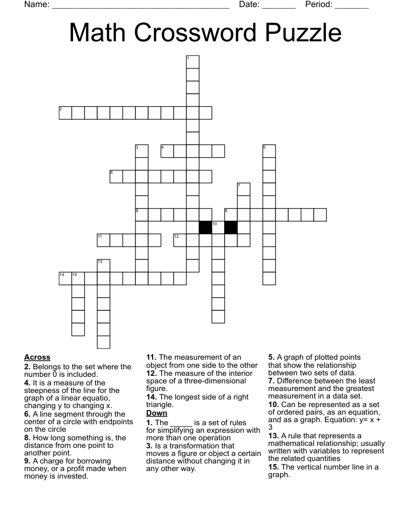 Math Crossword Puzzle