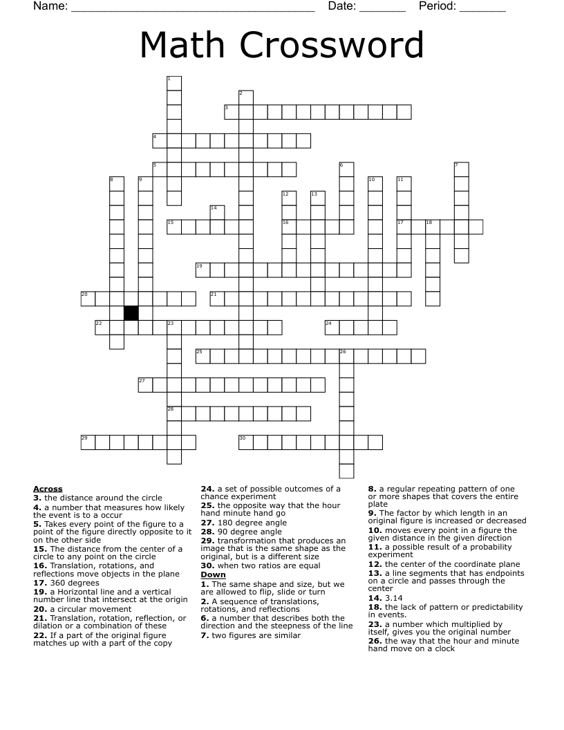 Math Crossword 