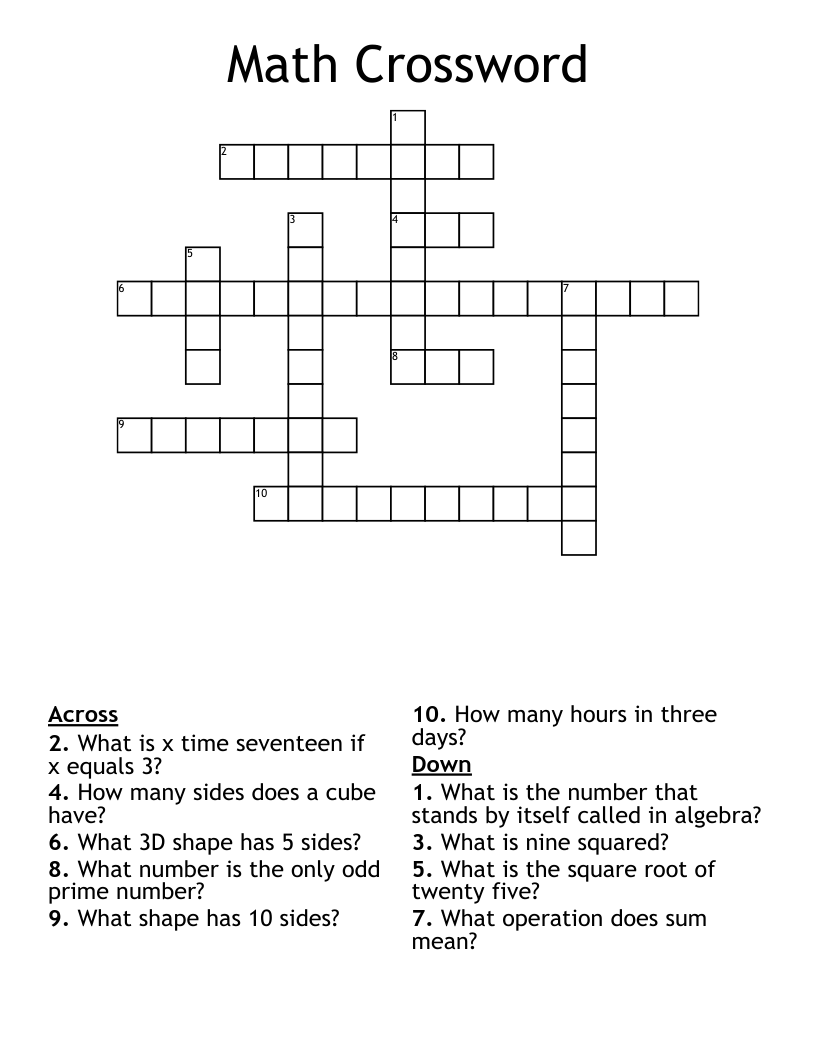 Math Crossword 