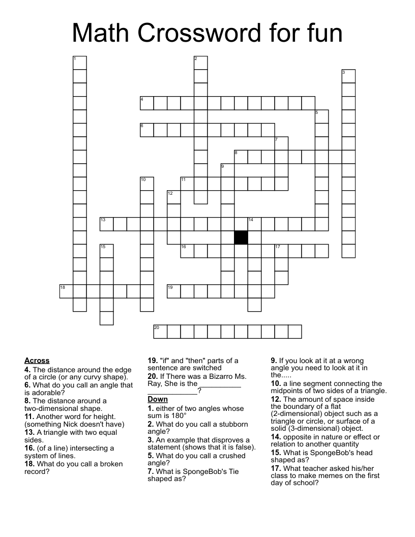 Math Crossword for fun