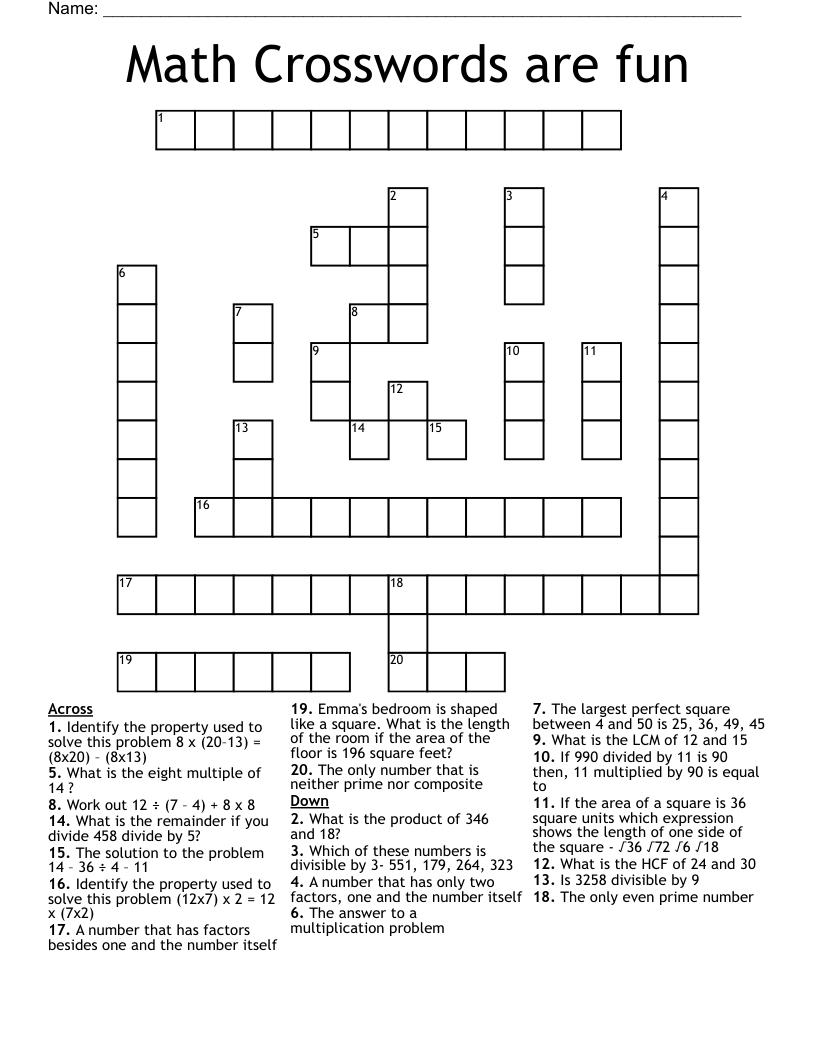 Math Crosswords are fun