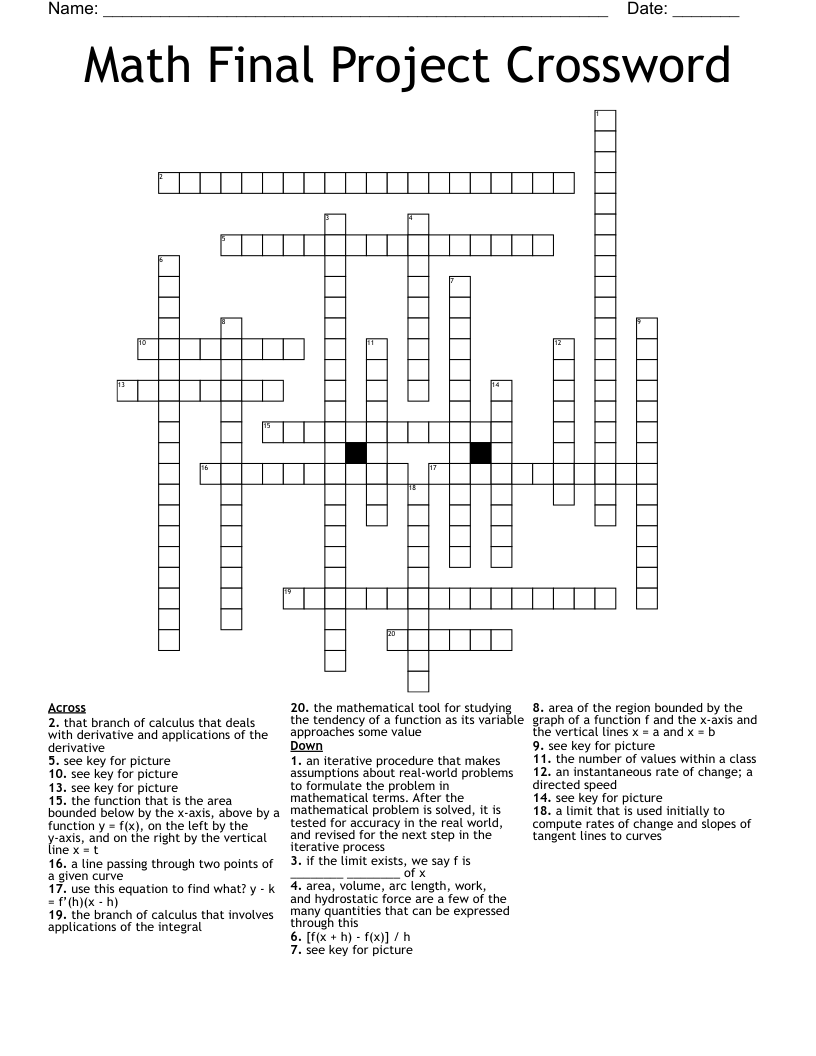 Math Final Project Crossword