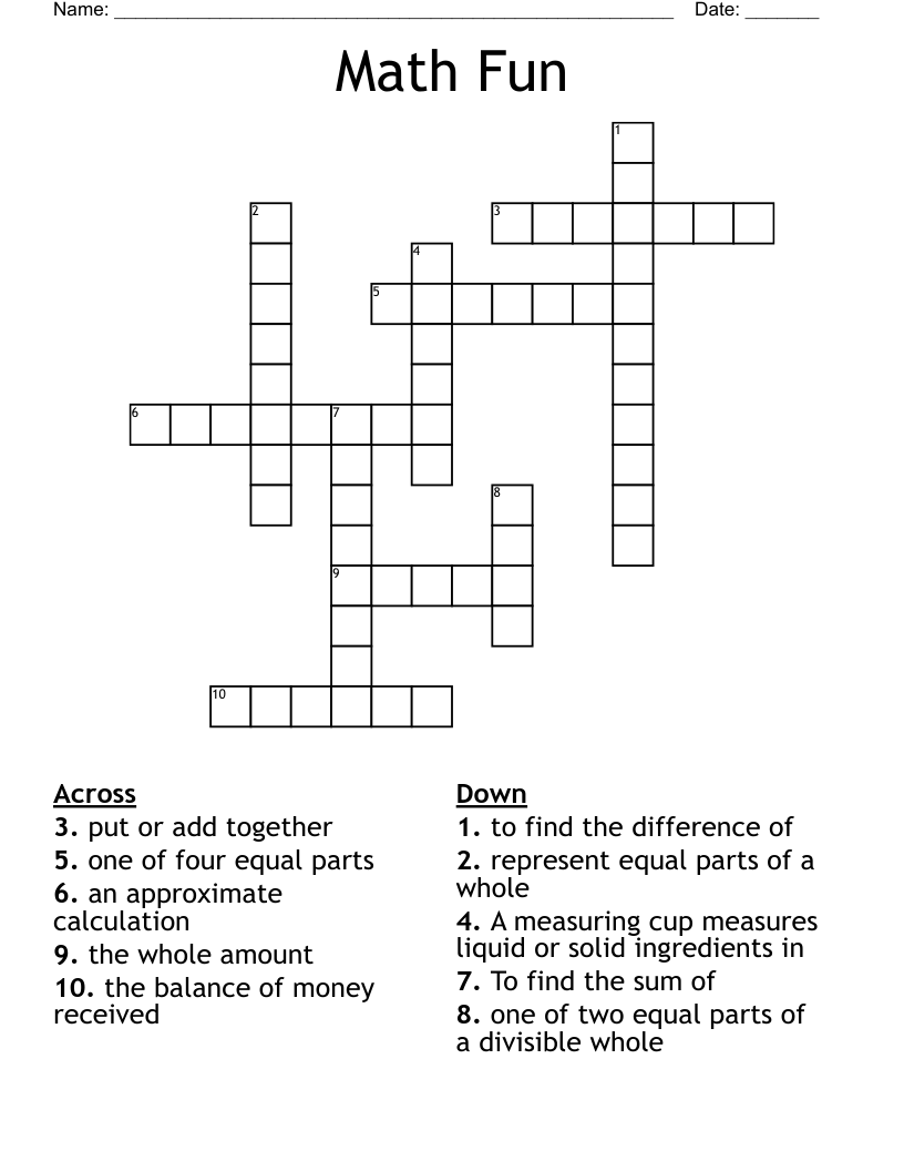 Math Fun Crossword