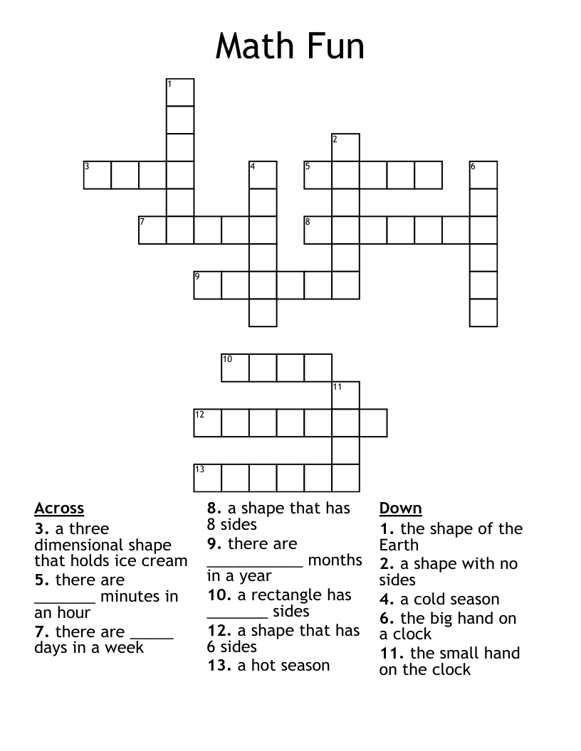 Math Fun Crossword