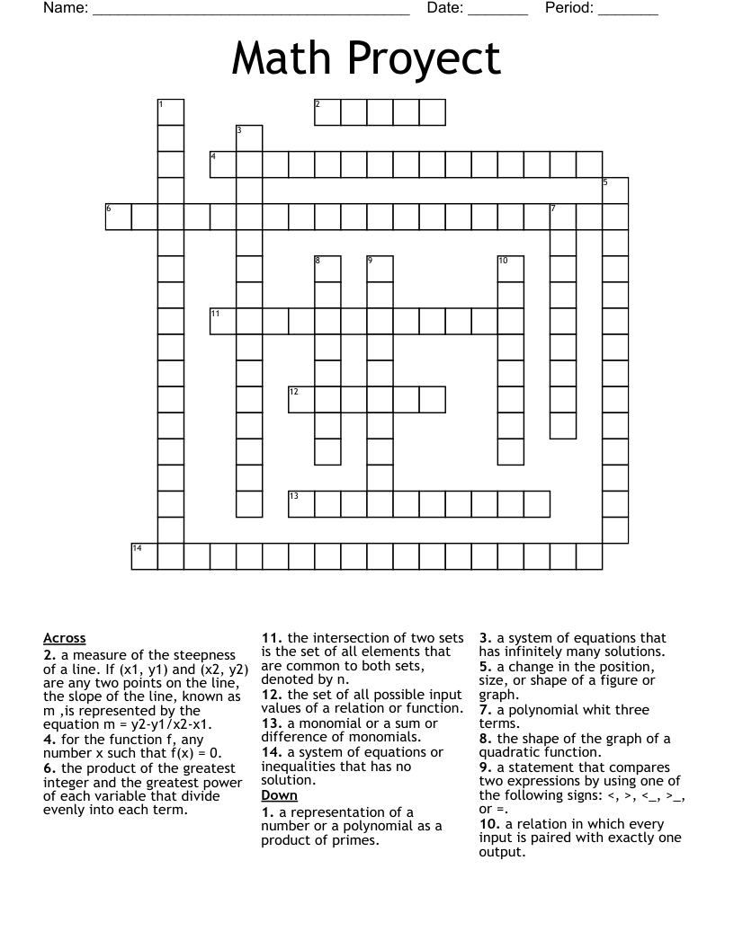 Math Proyect  Crossword