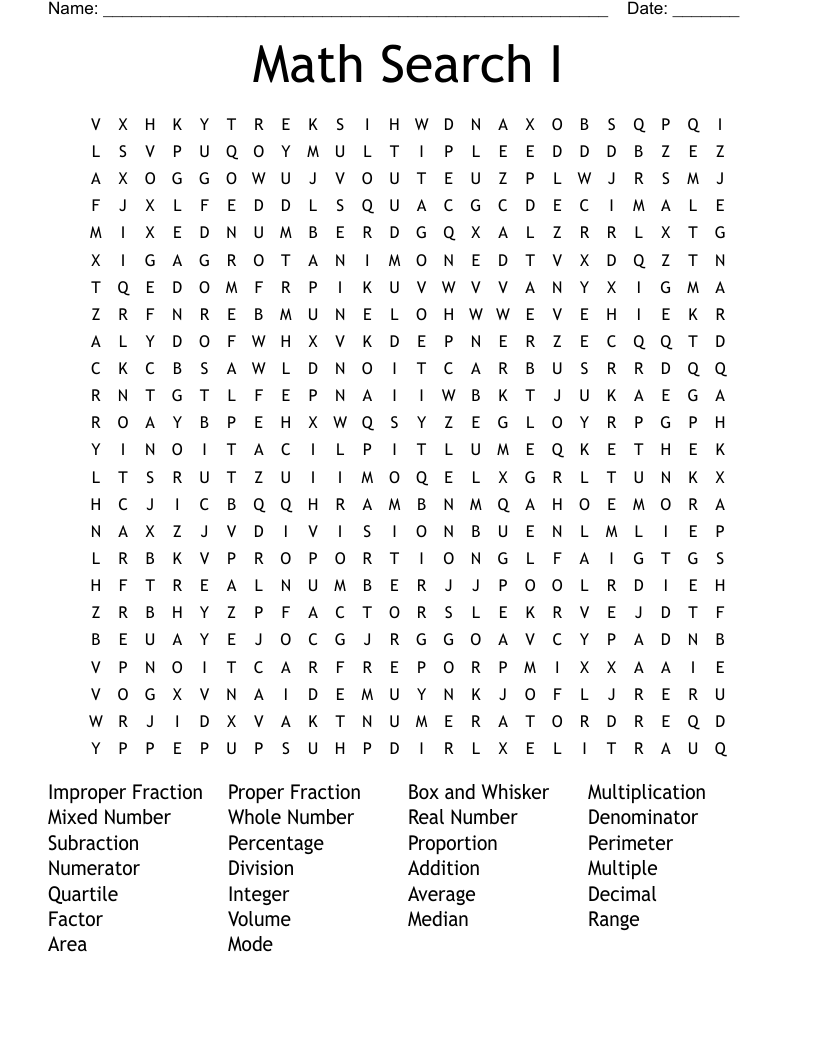 Math Search I Word Search