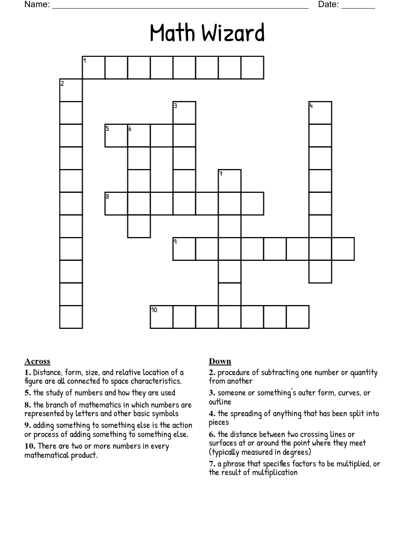 Math Wizard Crossword