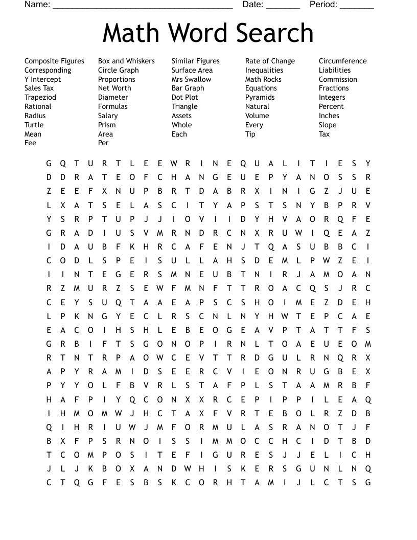 Math Word Search