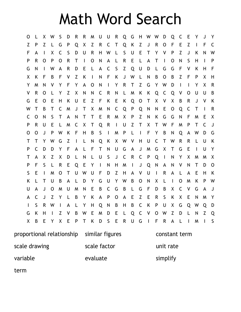 Math Word Search