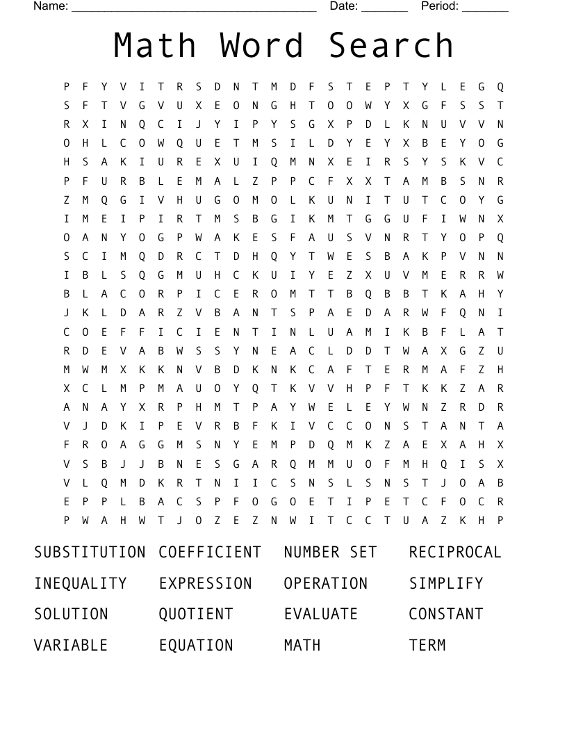 Math Word Search