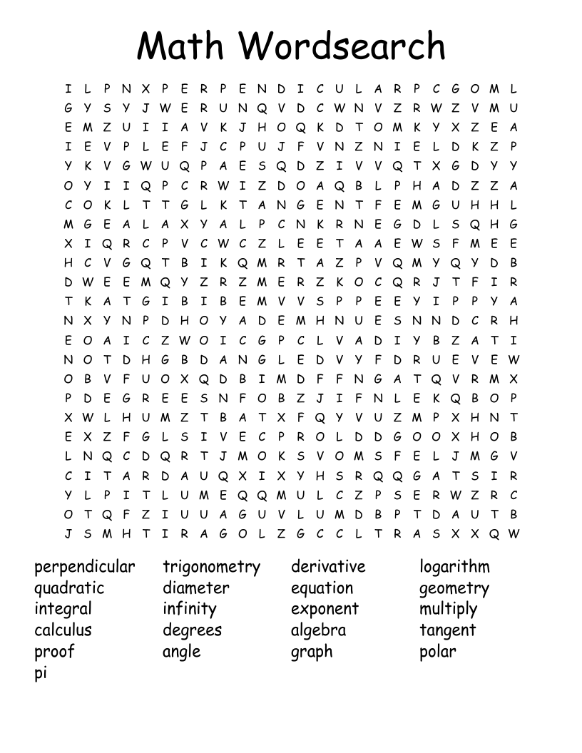 Math Wordsearch