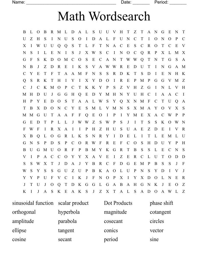 Math Wordsearch