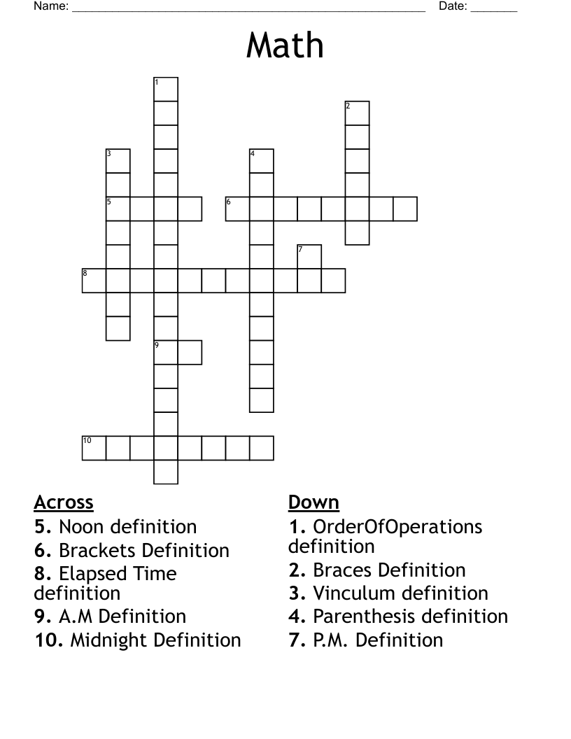 Math  Crossword