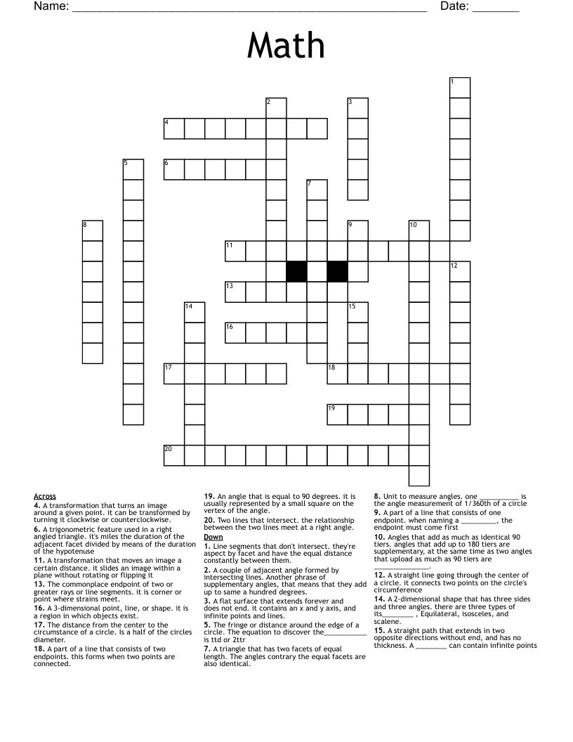 Math  Crossword