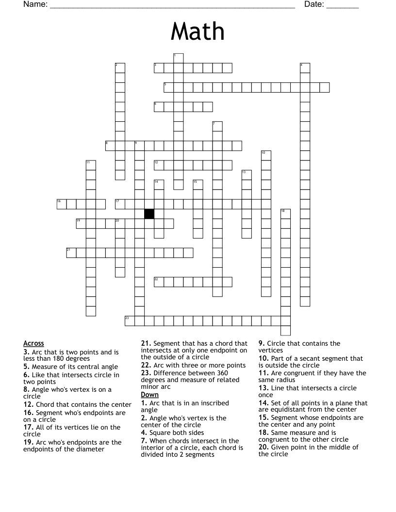 Math  Crossword