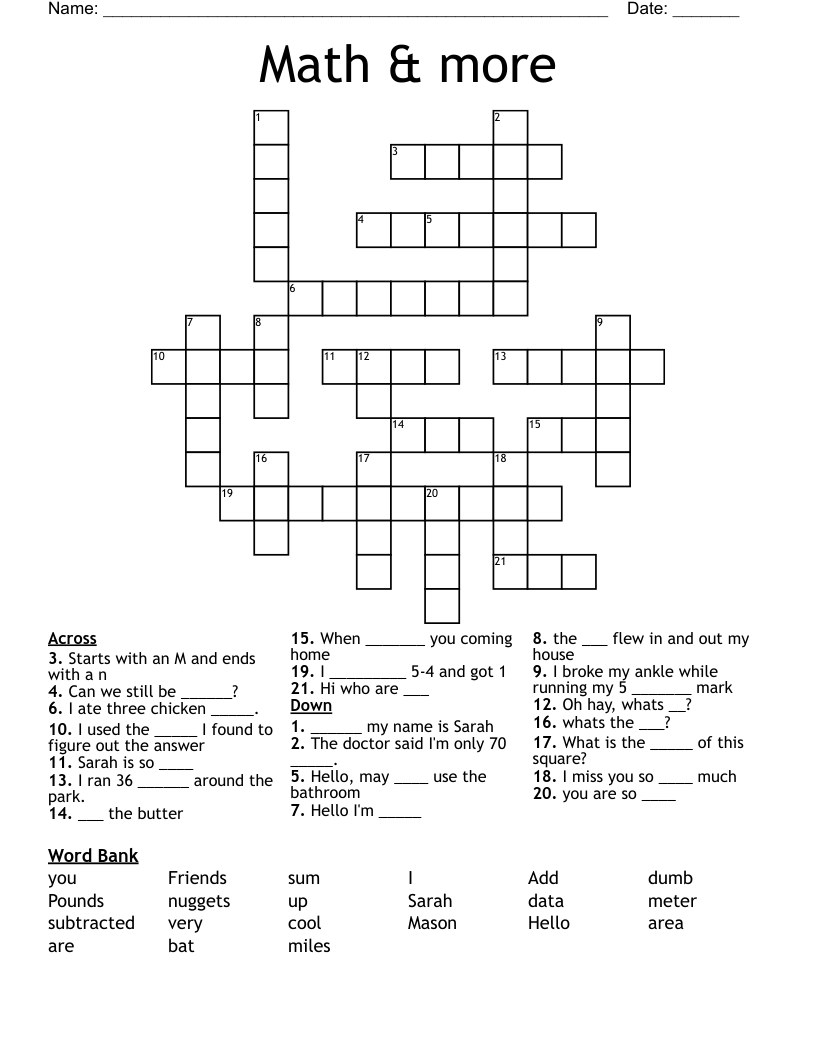 Math & more Crossword
