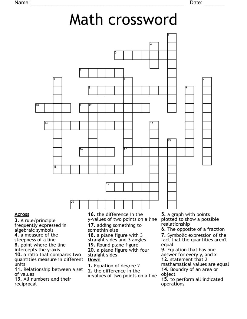 Math crossword