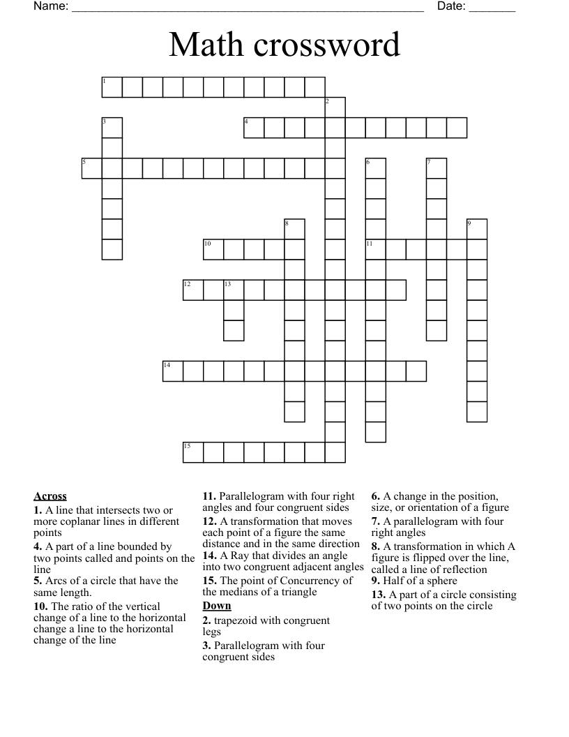 Math crossword 