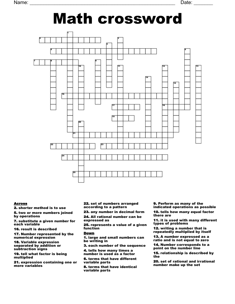 Math crossword 