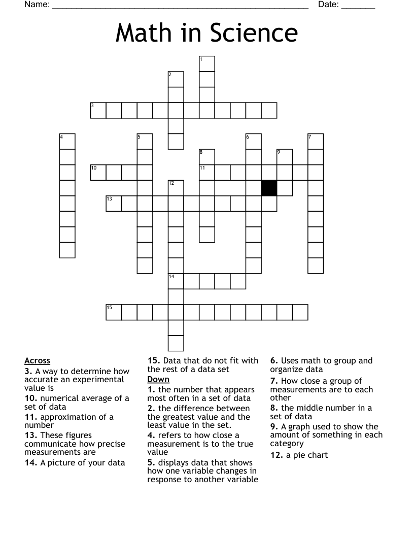 Math in Science Crossword